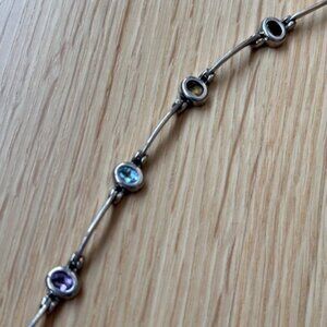 Silver Bracelet with Multi-Color Gems